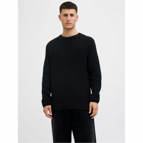 Блуза С Обло Деколте Jack And Jones Men's Knitted Crew Neck Jumper Черно Блуза С Обло Деколте Jack And Jones Men's Knitted Crew Neck Jumper Черно