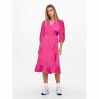 Only Olivia Wrapped Dress Womens Фуксия Лилаво Дамски поли и рокли
