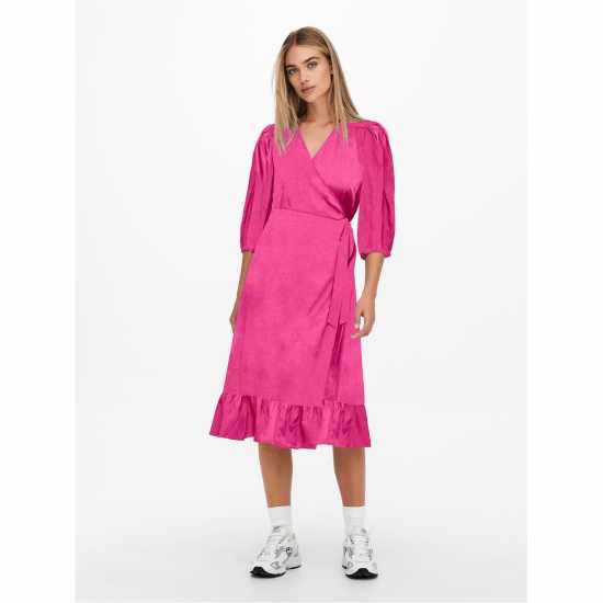 Only Olivia Wrapped Dress Womens Фуксия Лилаво Дамски поли и рокли