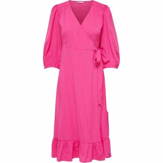 Only Olivia Wrapped Dress Womens Фуксия Лилаво Дамски поли и рокли