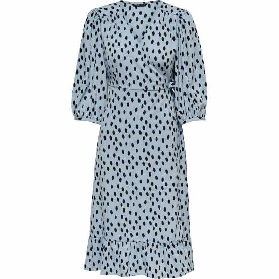 Only Olivia Wrapped Dress Womens Синьо Мъгливо Дамски поли и рокли