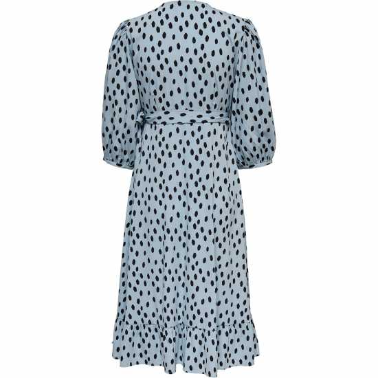 Only Olivia Wrapped Dress Womens Синьо Мъгливо Дамски поли и рокли