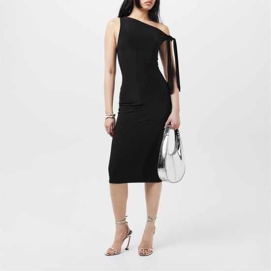 Дамски поли и рокли Средна Рокля Missy Empire Tie Shoulder Midi Dress Черно Средна Рокля Missy Empire Tie Shoulder Midi Dress Черно Дамски поли и рокли