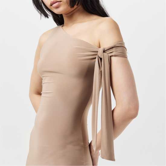 Дамски поли и рокли Средна Рокля Missy Empire Tie Shoulder Midi Dress Бежово Средна Рокля Missy Empire Tie Shoulder Midi Dress Бежово Дамски поли и рокли