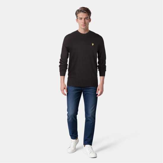 Lyle And Scott Merino Crew Knit Sweater Черно небесно Z865 Lyle And Scott Merino Crew Knit Sweater Черно небесно Z865