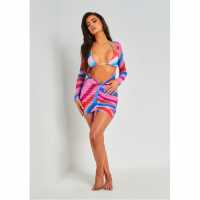 Missy Empire Printed Long Sleeve Mesh Dress Cover Up  Дамски поли и рокли