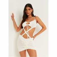 Missy Empire Cut Out Halter Mini Dress Бяло Дамски поли и рокли