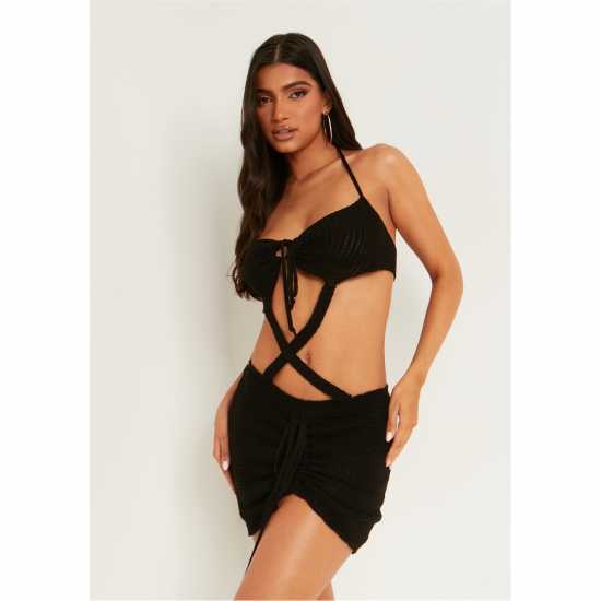 Missy Empire Cut Out Halter Mini Dress Черно Дамски поли и рокли