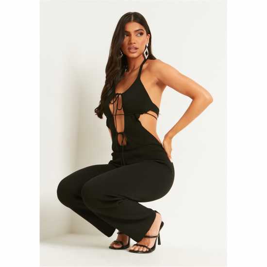 Дамски поли и рокли Missy Empire Cut Out Tie Front Jumpsuit Черно Missy Empire Cut Out Tie Front Jumpsuit Черно Дамски поли и рокли