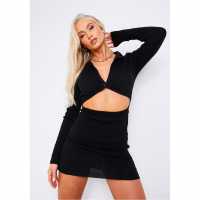 Missy Empire Cut Out Knit Mini Dress With Connected Buttons  Дамски поли и рокли