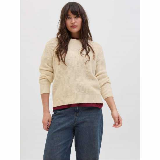 Блуза С Обло Деколте Jjxx Global Knitted Crew Neck Jumper Лунна лъчина 