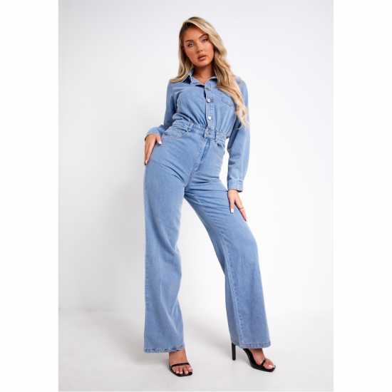Missy Empire Wash Denim Boiler Suit  Дамски поли и рокли