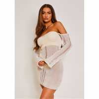 Missy Empire Knit Off The Shoulder Mini Dress  Дамски поли и рокли