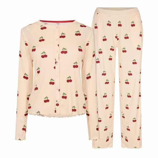 Women's Ribbed Long Sleeve Pyjama Set  