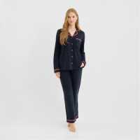 Chelsea Peers Chelsp Wavy Trim Pjs Ld62 G Morning Navy 