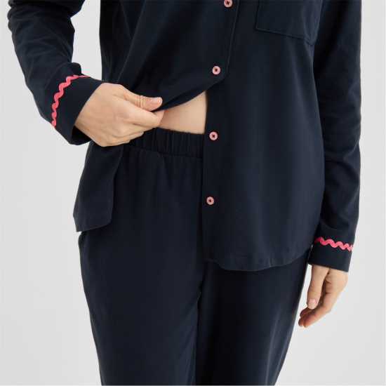 Chelsea Peers Chelsp Wavy Trim Pjs Ld62 G Morning Navy 