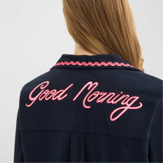 Chelsea Peers Chelsp Wavy Trim Pjs Ld62 G Morning Navy 