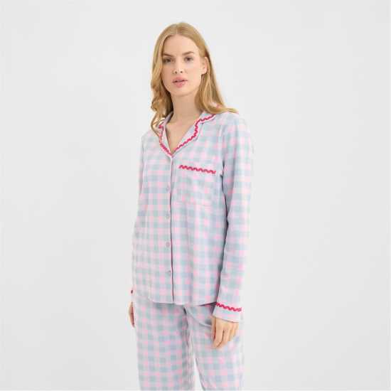 Chelsea Peers Chelsp Wavy Trim Pjs Ld62 G Morning Blue 