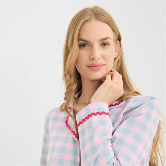 Chelsea Peers Chelsp Wavy Trim Pjs Ld62 G Morning Blue 