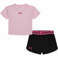 Under Armour 2 Piece T-Shirt And Shorts Set Infant Girls Pink/Black Бебешки дрехи