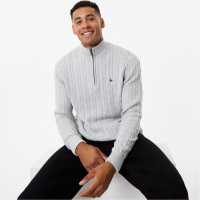 Пуловер С Цип Jack Wills Cable Zip Jumper Grey Marl Мъжки пуловери и жилетки
