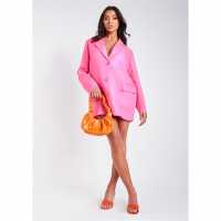Missy Empire Pocket Detail Oversized Blazer Розово Дамски поли и рокли