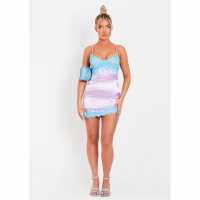 Missy Empire Detail Satin Dress With Slit Сиренево Дамски поли и рокли