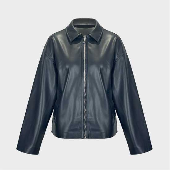 Пилотско Яке Women's Faux Leather Full Zip Long Sleeve Bomber Jacket Пилотско Яке Women's Faux Leather Full Zip Long Sleeve Bomber Jacket