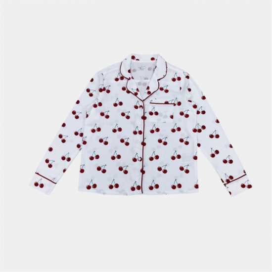 Linea Women's Star Cotton Long Sleeve Pyjama Set Череша 