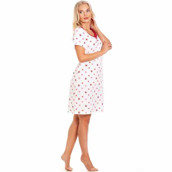 Дамски пижами Camille Short Sleeved Knee Length Nightshirt Бяло Camille Short Sleeved Knee Length Nightshirt Бяло Дамски пижами