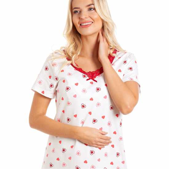 Дамски пижами Camille Short Sleeved Knee Length Nightshirt Бяло Camille Short Sleeved Knee Length Nightshirt Бяло Дамски пижами