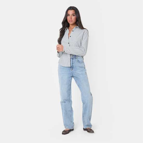 Дамски ризи и тениски I Saw It First Stripe Shirt Blk/Wht Stripe I Saw It First Stripe Shirt Blk/Wht Stripe Дамски ризи и тениски