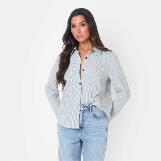 Дамски ризи и тениски I Saw It First Stripe Shirt Blk/Wht Stripe I Saw It First Stripe Shirt Blk/Wht Stripe Дамски ризи и тениски