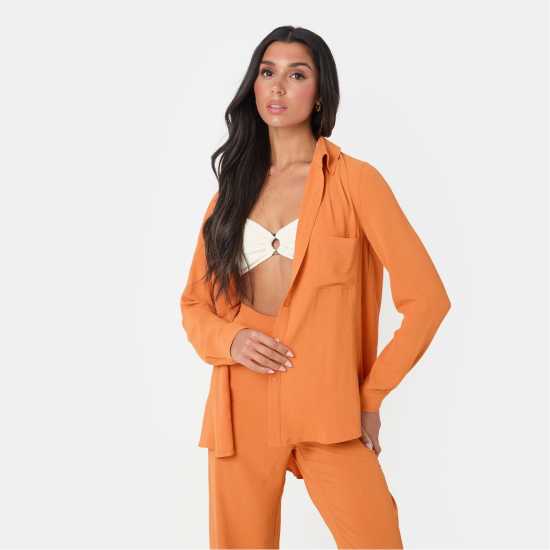 Риза С Дълъг Ръкав I Saw It First Soft Crepe Long Sleeve Shirt  Дамски ризи и тениски