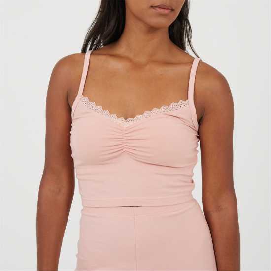 Brave Soul Womens Strappy Vest & Shorts Lounge Set Pink 