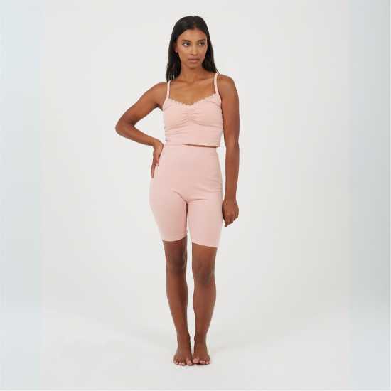Brave Soul Womens Strappy Vest & Shorts Lounge Set Pink 