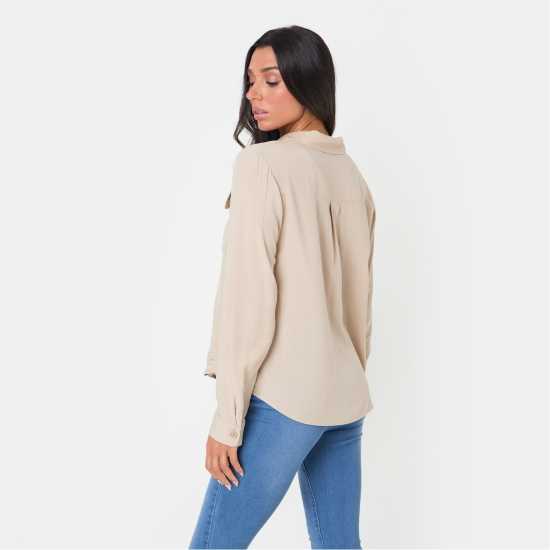 Дамски ризи и тениски I Saw It First Soft Woven Shirt Stone I Saw It First Soft Woven Shirt Stone Дамски ризи и тениски