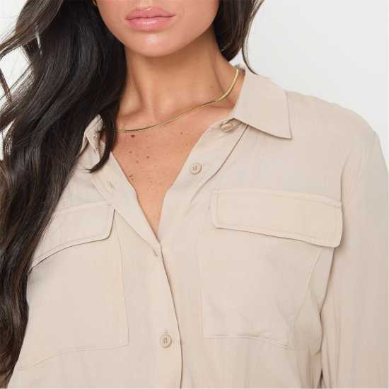 Дамски ризи и тениски I Saw It First Soft Woven Shirt Stone I Saw It First Soft Woven Shirt Stone Дамски ризи и тениски