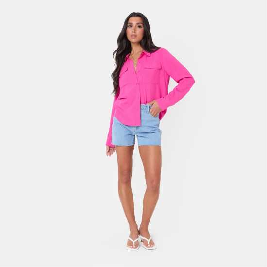 I Saw It First Soft Woven Shirt Hot Pink Дамски ризи и тениски