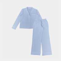 Linea Women's Star Cotton Long Sleeve Pyjama Sets Синьо 