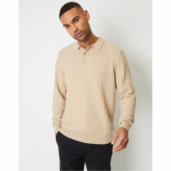 Блуза С Обло Деколте Threadbare Long-Sleeve Textured Knitted Polo Crew Neck Jumper Бежово Блуза С Обло Деколте Threadbare Long-Sleeve Textured Knitted Polo Crew Neck Jumper Бежово