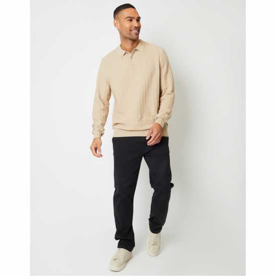 Блуза С Обло Деколте Threadbare Long-Sleeve Textured Knitted Polo Crew Neck Jumper Бежово Блуза С Обло Деколте Threadbare Long-Sleeve Textured Knitted Polo Crew Neck Jumper Бежово