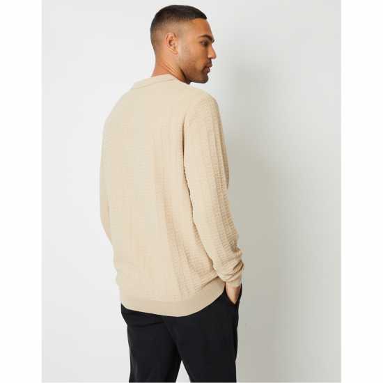 Блуза С Обло Деколте Threadbare Long-Sleeve Textured Knitted Polo Crew Neck Jumper Бежово Блуза С Обло Деколте Threadbare Long-Sleeve Textured Knitted Polo Crew Neck Jumper Бежово