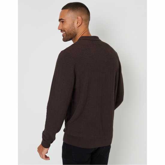 Блуза С Обло Деколте Threadbare Long-Sleeve Textured Knitted Polo Crew Neck Jumper Шоколад Блуза С Обло Деколте Threadbare Long-Sleeve Textured Knitted Polo Crew Neck Jumper Шоколад