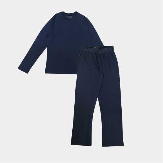 Howick Men's  Cotton Crew Neck Long Sleeve Pyjama Sets Тъмносиня гладка 