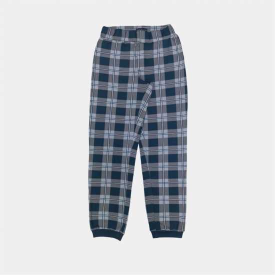 Howick Men's  Cotton Crew Neck Long Sleeve Pyjama Sets Синьо проверка 