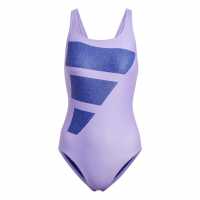Adidas Big Bars Swim Suit Womens Violet/White Дамски бански