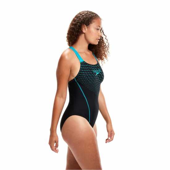 Speedo Medley Logo Womens Swimsuit Black/Aqua Дамски бански