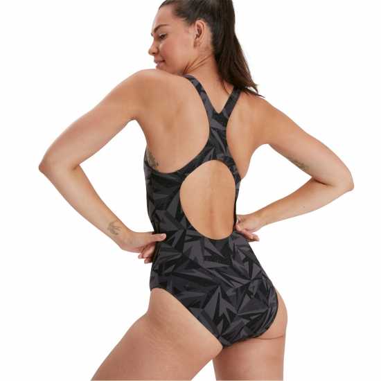 Дамски бански Speedo Hyperboom Allover Medalist Черно/Сиво Speedo Hyperboom Allover Medalist Черно/Сиво Дамски бански
