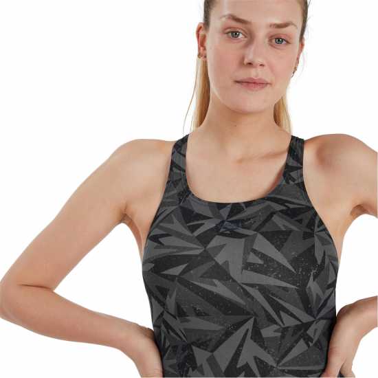 Дамски бански Speedo Hyperboom Allover Medalist Черно/Сиво Speedo Hyperboom Allover Medalist Черно/Сиво Дамски бански